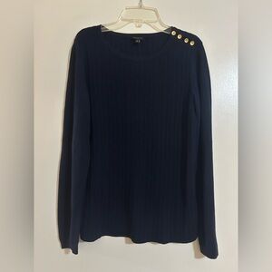 NWT Talbots Women Navy Blue Knit Sweater Long Sleeve Boat Neck Sz Sm MSRP $69.50
